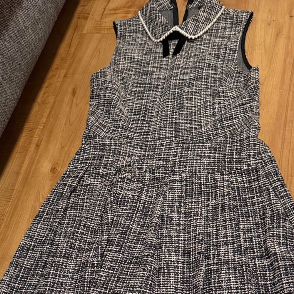 Elegant Black and White Tweed Dress